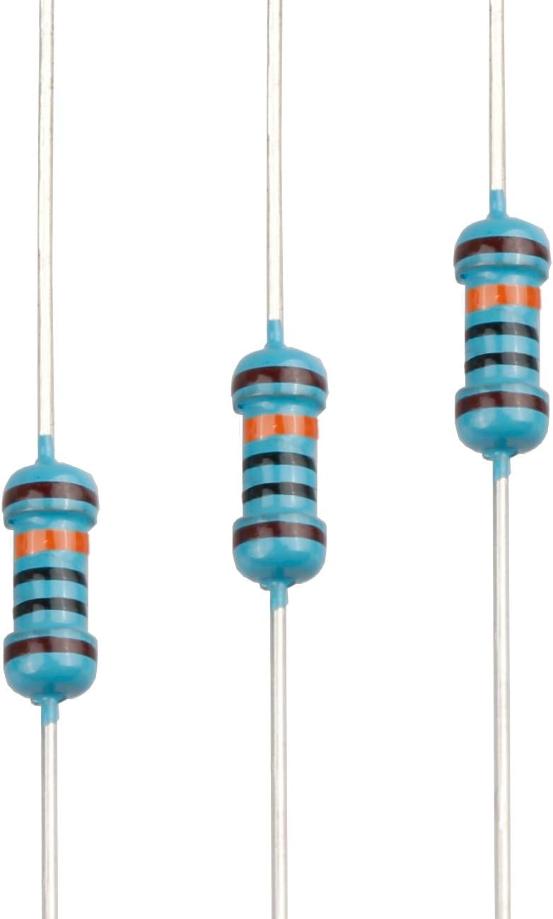100pcs 100K ohm Resistor 1/4w (0.25 Watt) ±1% Tolerance Metal Film Fixed Resistor, Multiple Values of Resistance Optional