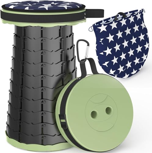 ALEVMOOM Klapphocker,Teleskophocker mit Kissen Karabiner und...