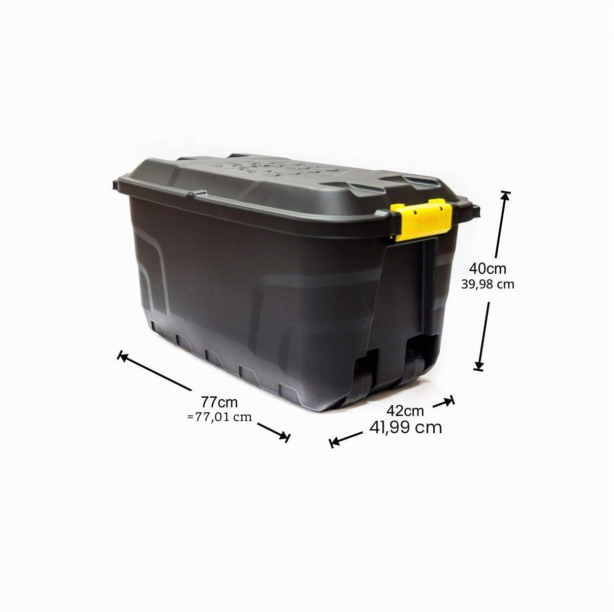 Strata Boîte de rangement robuste à roulettes 75 L Noir 77 x 42 x 40 cm