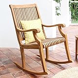 Cambridge Casual Mosko Teak Wooden Rocking Chair, Durable Outdoor Rocker for Patio, Deck, and Porch – Stylish and Comfortable Wooden Rocking Chair for Relaxing in Outdoor Spaces