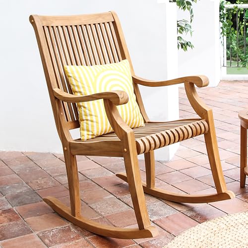 Cambridge Casual Mosko Teak Wooden Rocking Chair, Durable Outdoor Rocker for Patio, Deck, and Porch – Stylish and Comfortable Wooden Rocking Chair for Relaxing in Outdoor Spaces