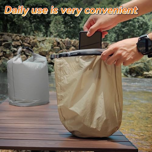 Bolsa seca impermeable HIKEMAN - Saco seco ultraligero, Roll Top para exteriores, paquete de 3 para viaje, natación, rafting, navegación, kayak, camping, playa (Verde) miniatura 6