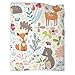 Couverture en flanelle imprimée 3D Renard de dessin animé, couverture en peluche chaude en flanelle Renard de dessin animé pour pique-nique, camping, plage, enfants garçons filles (127 x 152 cm)