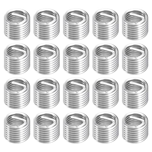 QUARKZMAN 20Pcs Insertos Roscados Helicoidales 7/16-14x1.5D 304 Acero Inoxidable Casquillo Roscado Insertos Para Reparación De Rosca En Plástico Y Madera