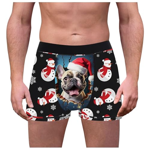 akwuiopt Ropa interior divertida de Navidad para hombre, transpirable, calzoncillos de Papá Noel, novedosos pantalones cortos de vacaciones para hombre, D, L