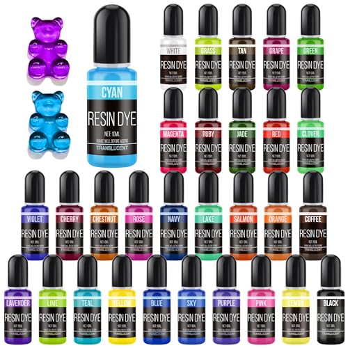 Epoxidharz Farbe - 30 Farben Flüssiges Epoxid Harz Pigment Farbstoff für Kunstharz, Kunsthandwerk - Konzentrierte Harzfarben für DIY Schmuckherstellung, Harz Gießen, Epoxy Resin Kunst- je 10ml
