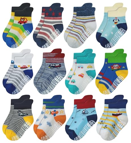 Image of RATIVE Anti Slip Ankle Socks with Grips for Baby Toddler Kids Boys Girls