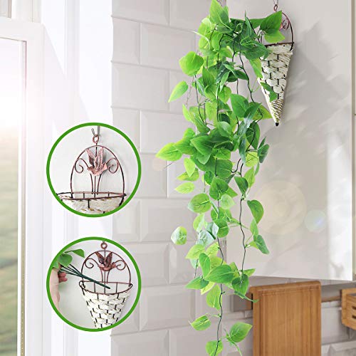 Mocoosy 2 Pack Artificial Hanging Plants With Baskets, Fake Hanging Ivy Vine Wall Hanging Plants Greenery For Home Garden Room Wedding Decorations #TOP5