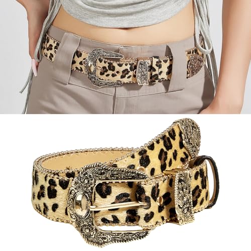 Novelty Waist Belt Leopards Print Chain Floral Buckle Carved Floral Buckle Waist Chain Belt2