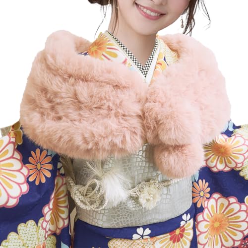 成人式ふわふわショール ベビーピンク