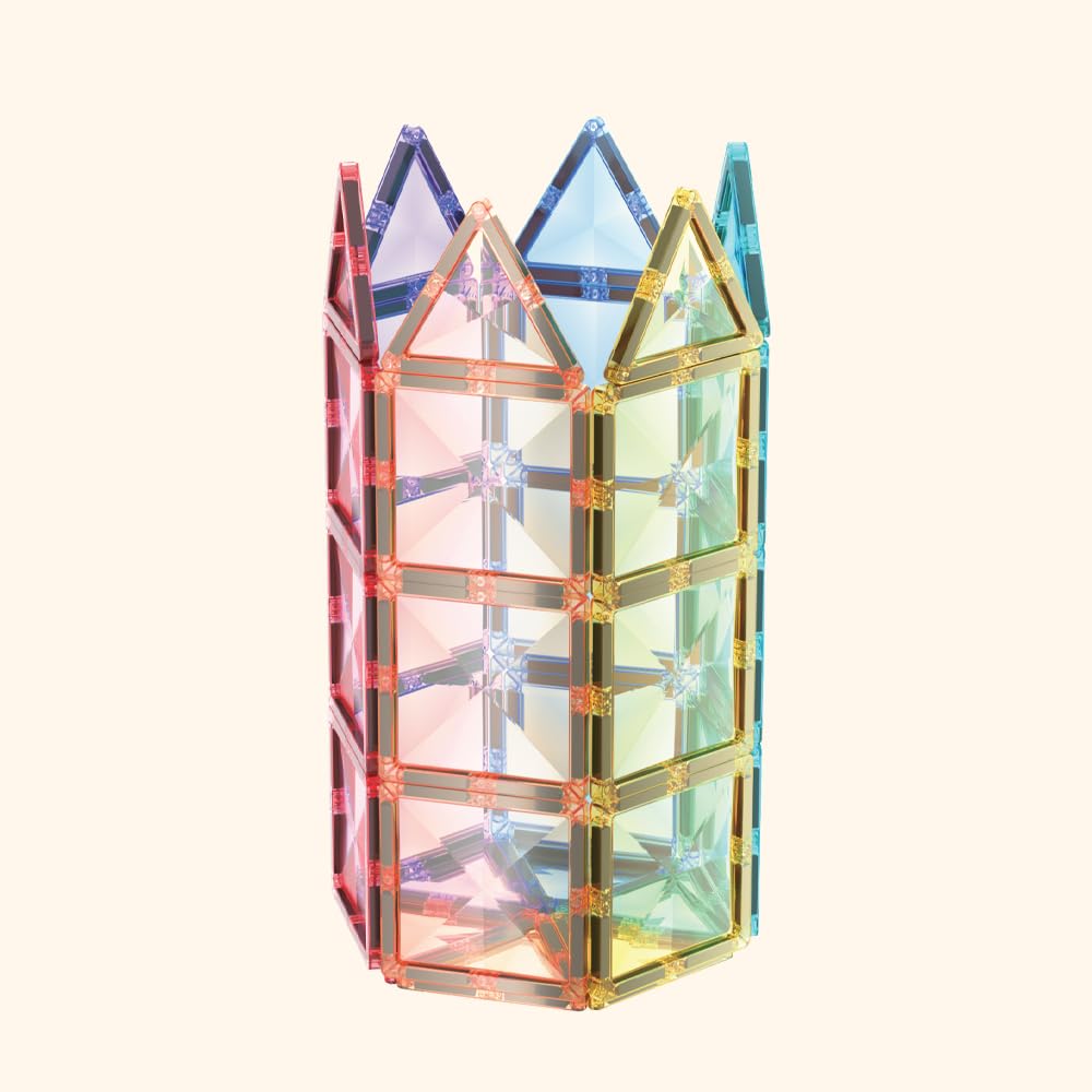 LERNI COLORMAG Magnetbausteine 60 Teile – Magnetisches Konstruktionsspielzeug für Kinder ab 3 Jahren, Mint Lernspielzeug mit Ideenheft, Pastell