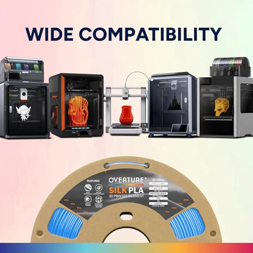 Image of OVERTURE Silk PLA Dual Color Filament 1.75mm, Bi-Color Shiny PLA Finish, Smooth & Glossy, 1kg Spool (2.2lbs), Ideal for Cosplay Jewelry & Home Decor (Silk Blue-Silver)