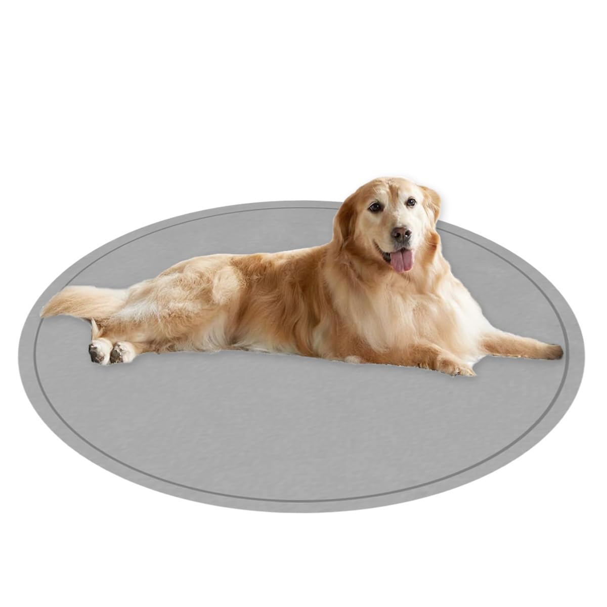 Tapis rond lavable pour chien XL gris de 160 cm