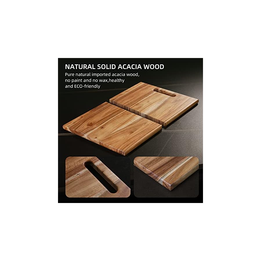 YSTKC-Acacia-Wood-Cutting-Board-with-Hand-Grip-15-x-97-Inch-Wooden-Reversible-Chopping-Board-with-Handle-for-Kitchen-Meal-Prep-Serving-Chopping-Carving-Meat-Fruits-Vegetables-Charcuterie YSTKC Acacia Wood Cutting Board with Hand Grip 15" x 9.7" Inch, Wooden Reversible Chopping Board with Handle for Kitchen Meal Prep Serving, Chopping, Carving Meat, Fruits, Vegetables, Charcuterie