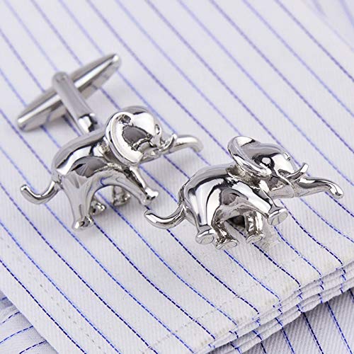 Mancuernillas para hombre KnBoB elefante plateadas miniatura 2