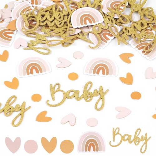 100 Stück Babyparty Deko Konfetti, Regenbogen Streudeko, Tischdeko für Baby Shower Dusche Zubehör, Tischdekoration Mädchen Junge