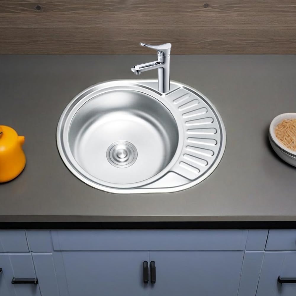 57 cm Acciaio Inossidabile lavello destro ripiano lavello cucina Lavello rotondo lavandino lavello da incasso