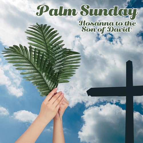 Giegxin 12 Pcs 19 Inch Palm Branches Leaves for Palm Sunday Easter Palms Fronds Artificial Leaves Stem Religious Christian Decor for Easter Holy Week Floral Arrangement Supply Church Altar Decor