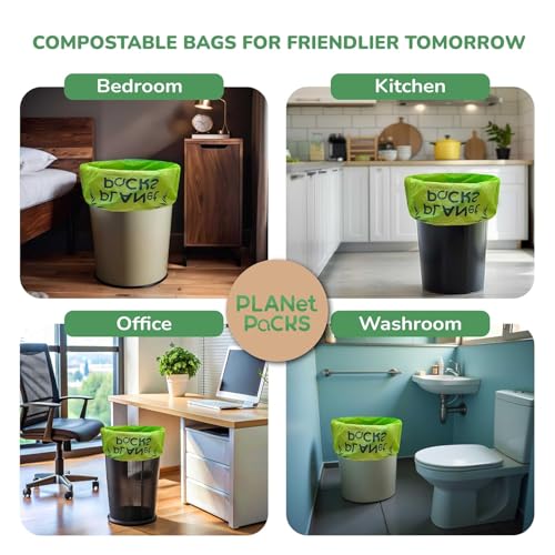 Image of Compostable Garbage Bags | Small (17 * 19 inches) | Pack of 6 (90 pcs) | Green Color | 100% Compostable & Biodegradable Garbage Bags | Leak-Proof & Heavy Duty