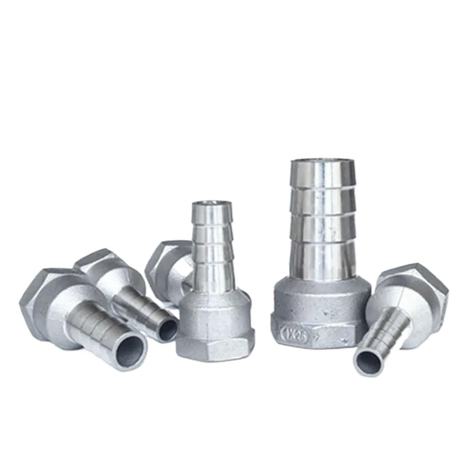 CZKE 6 mm, 8 mm, 10 mm, 12 mm, 14 mm, 15 mm, 16 mm, 20 mm Schlauchstutzen x 1/4 Zoll, 3/8 Zoll, 1/2 Zoll, 3/4 Zoll, 1 Zoll BSP Innengewinde, 304 Edelstahl-Nippel, Rohrverschraubung (8 mm, 1 Zoll)