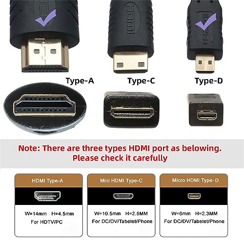 NFHK Micro HDMI 2.1 Ultra Thin HDTV Cable 8K 4K Hyper Super Flexible Slim Cord Type-A to Type-D for Camera HDTV 100CM - Image 2