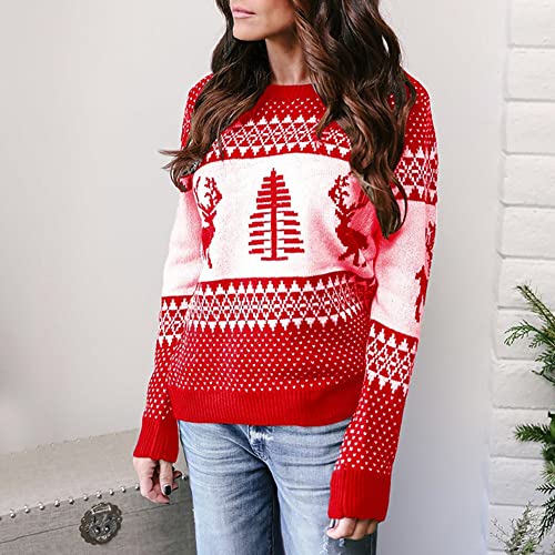 Suéter feminino de inverno de Natal, de manga comprida, adequado para a pele, para festa diária form