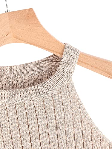 SweatyRocks Women's Knit Crop Top Ribbed Sleeveless Halter Neck Vest Tank Top3
