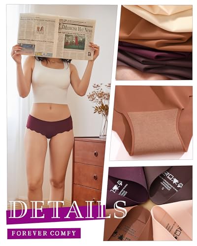 Image of FINETOO 6 pack Seamless Underwear for Women Sexy Low Rise Hipster Wave Edge No Show Bikini Panties Womens Cheeky S-XL