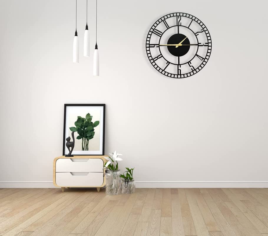 Image of Stylish Metal Wall Clock for Living Room, Bedroom, Office, Kitchen, Home and Hall | Antique Fancy Big Size Modern Wall Watch for Home Decor (Style-2, 60 CM)