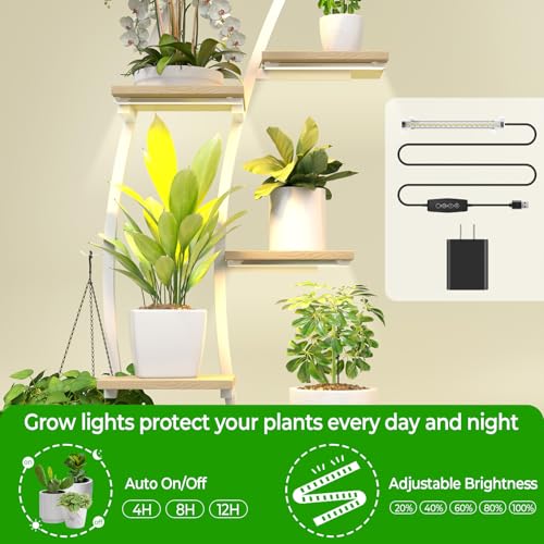 Plant Stand Indoor with 8 Grow Light,65" Tall 10 Tier White Half Moon Shelf by BLAZPATH - Used condition - Image 5