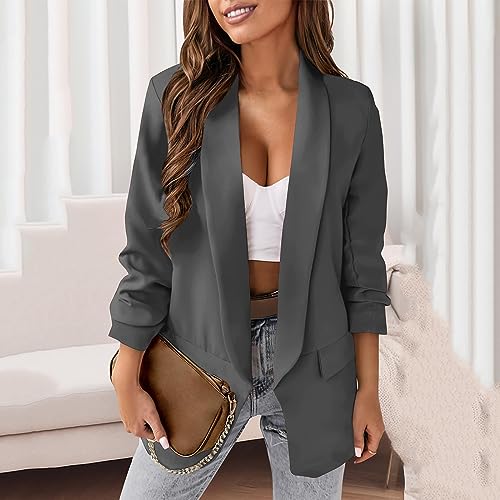 Womens Casual Blazer 2025 Spring Fall Fashion Long Sleeve Open Front Work Office Suit Jackets Business Casual Clothes2