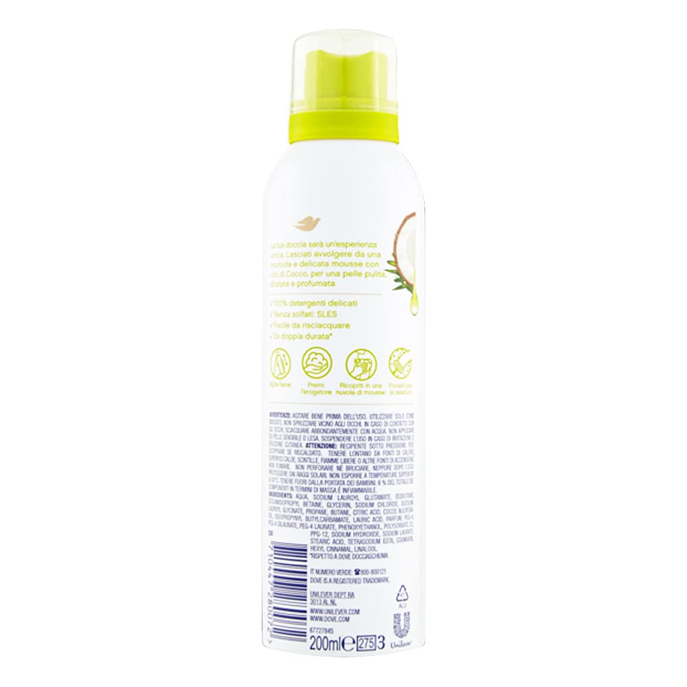 DOVE Mus pod prysznic z olejkiem kokosowym 6 x 200 ml (6 szt.)