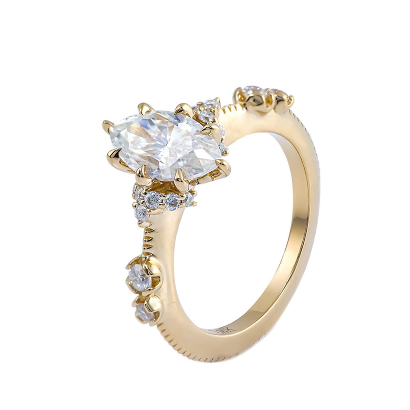 Epinki Pierścionek zaręczynowy i pierścionek zaręczynowy 9 karatów/14 karatów/18 karatów damski 2ct Moissanite White Deliate Fiancaille