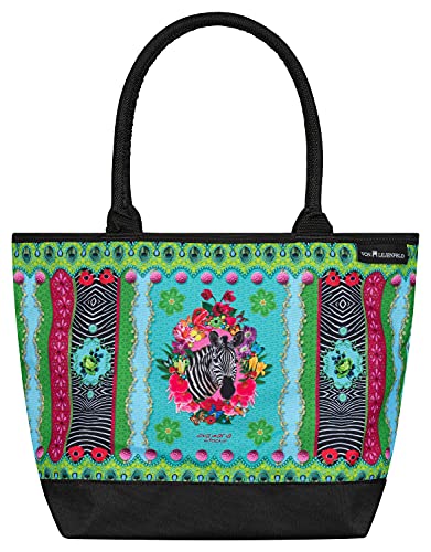 VON LILIENFELD Handtasche Damen Kunst Motiv Zebra´s Garden Shopper Maße L42 x H30 x T15 cm Strandtasche Henkeltasche Büro