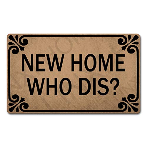 Welcome Door Mats for Home Decor (18 x 30 inch) New Home Who Dis Funny Mats with Anti-Slip Rubber Back Kitchen Rugs Personalized Doormat for Entrance Way New Home Who Dis