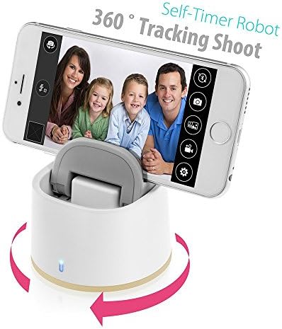 Self-timer Robot Runshion360° Rotatable Face Tracking for Self-Photography Wireless Bluetooth Hand-free Mini Elf Camera Tripod for All Apple and Android Cell Phones (White)