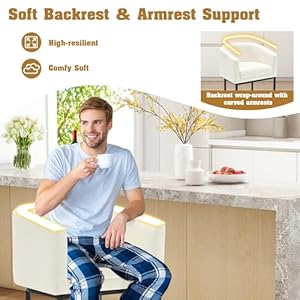 Counter height bar stools set of 2 26 h modern counter stools with barrel backrest and armrest linen upholstered kitchen island bar chairs with black metal framesbeige  urban country home decor