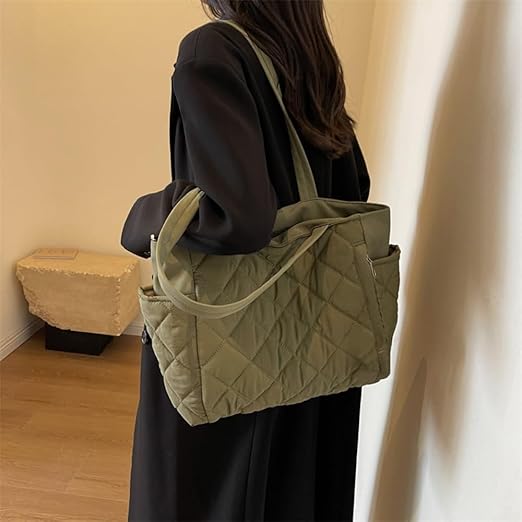 トートバッグ ソフトパフィー ショルダーバッグ 大容量 4色 Amazon | 女性用パファートートバッグ キルティングショルダー