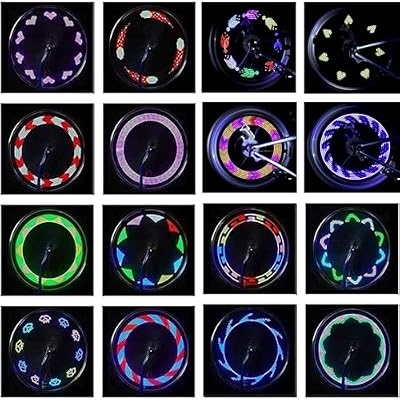 مصابيح Led لعجلات الدراجات،ومصابيح Led مقاومة للماء مع 30 نمطًا ومستشعر حركة، وملحقات إطارات الدراجات سهلة التركيب للركوب الليلي