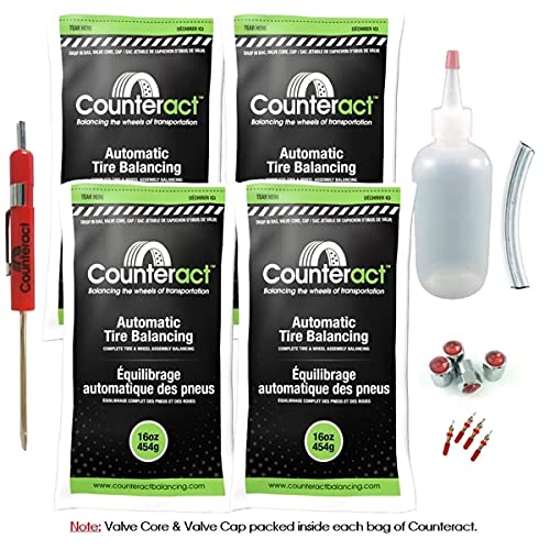 Counteract DIYK-16 Do It Yourself Tire/Wheel Balancing Beads Kit - Off -Road Medium/Heavy Duty Truck Tires (4) 16oz DIY Bead Bags (4) Valve Caps and Cores (1) Core Remover Injector Bottle