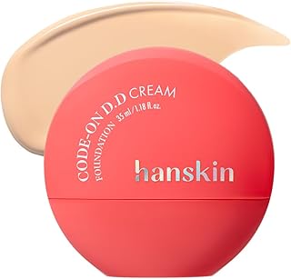 Hanskin Code on Double D Cream Foundation, Full Coverage Korean Liquid Skin Tint Foundation, Semi-Matte Finish, Lightweight Pore-Perfecting Base, 1.18 Fl Oz (21N LIGHT BEIGE)