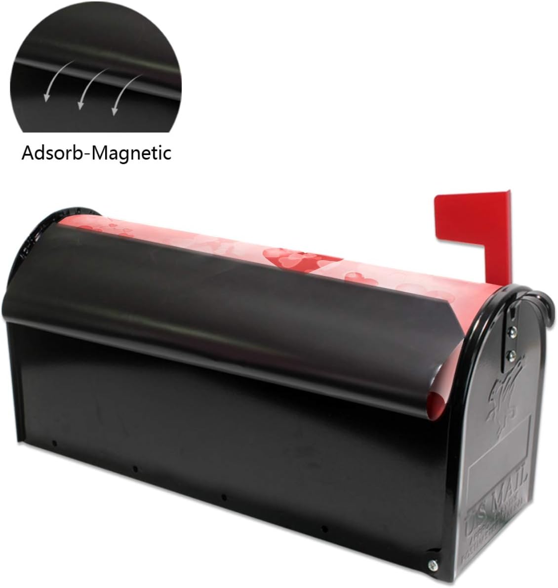 Wamika Valentine's Day Love Heart Flowers Rose Romantic Mailbox Covers Large Happy Valentine's Day Love Heart Welcome Spring Magnetic Mail Wraps Cover Letter Post Box Oversized 25.5" L X 21" W