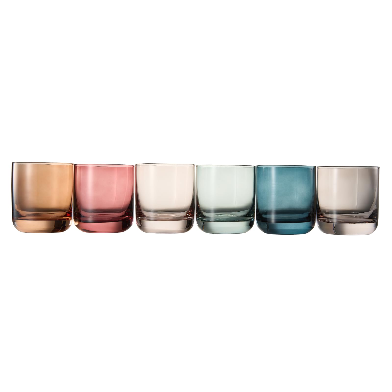 Khen Vintage altmodische Trinkgläser,Set mit 6 Stück,272 ml gedämpfte klassische Whiskey-Glaswaren, pastellfarbenes Trinkglas für Getränke, Cocktail, Bourbon, Wasser, Geschenk für Ihn (272 ml)