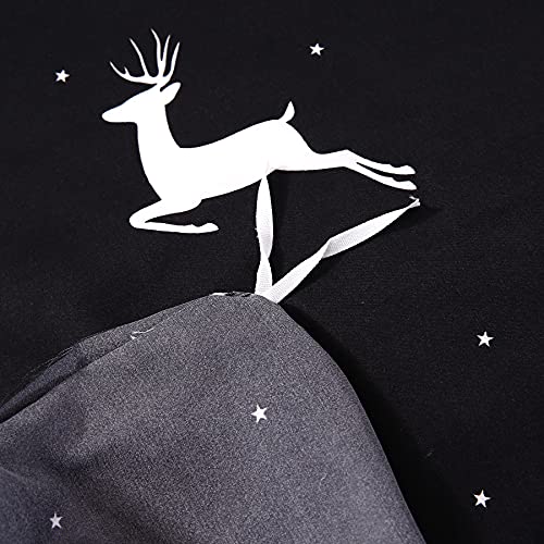 Mengersi Christmas Deer Cotton Blend Bed Pillowcase Duvet Cover Quilt Cover Set Black White Color (Queen,Deer) #TOP3