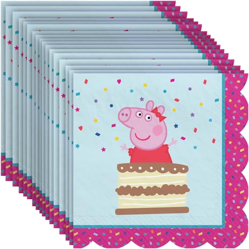 Multicolor Peppa Tea Party Scallop Paper Napkins