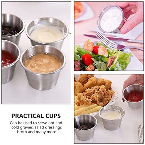 UPKOCH Ramekin Dipping Sausmokken, roestvrij staal, 12 stuks, ronde kruidenmokken, deel kopjes, schoteltjes… - Afbeelding 6