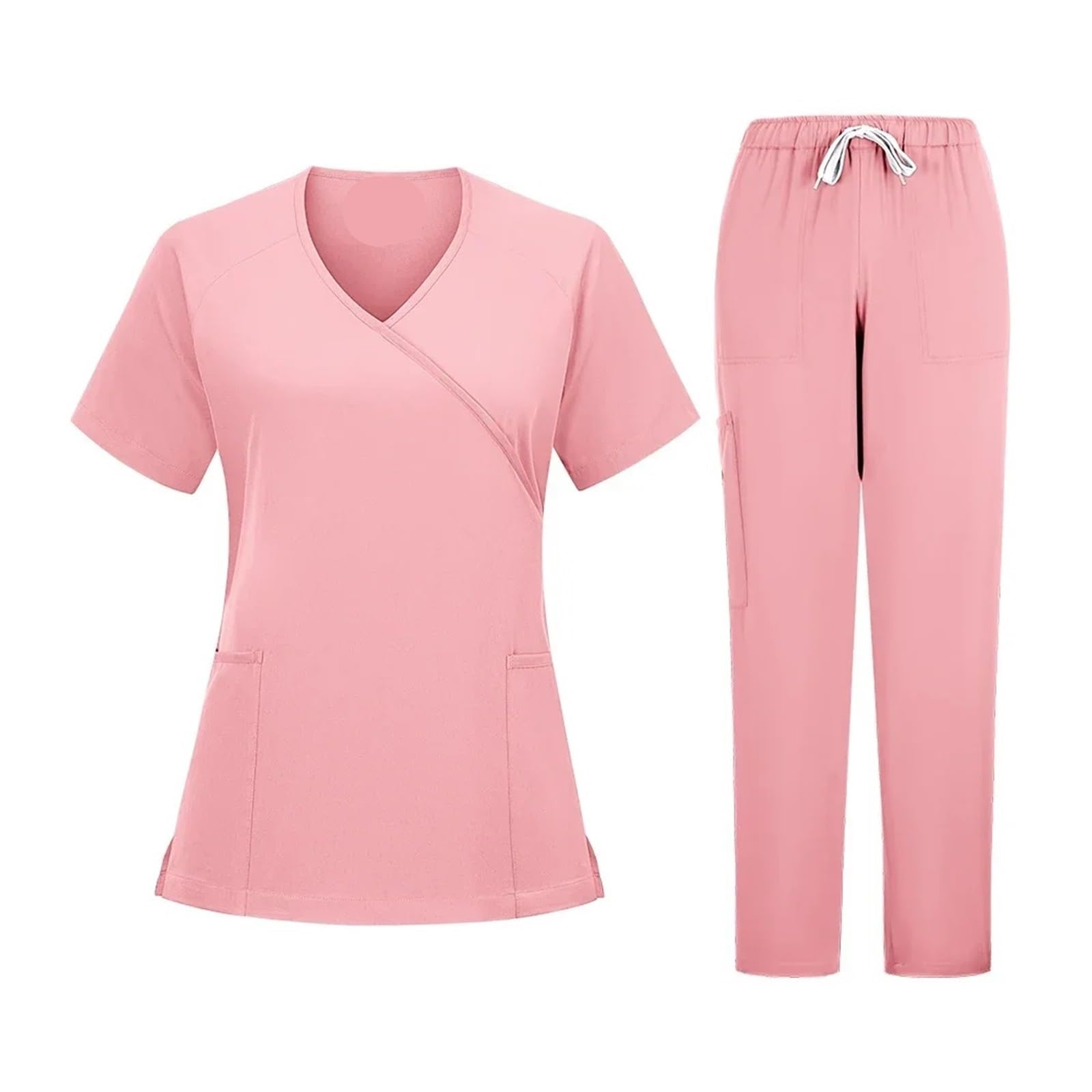 Uniforme de Enfermera Conjunto de Uniformes de Enfermera, Pantalones de chándal Suaves y Transpirables, Uniformes quirúrgicos for Mujer, Ropa de Trabajo clínica de enfermería y médico(Pink,M)