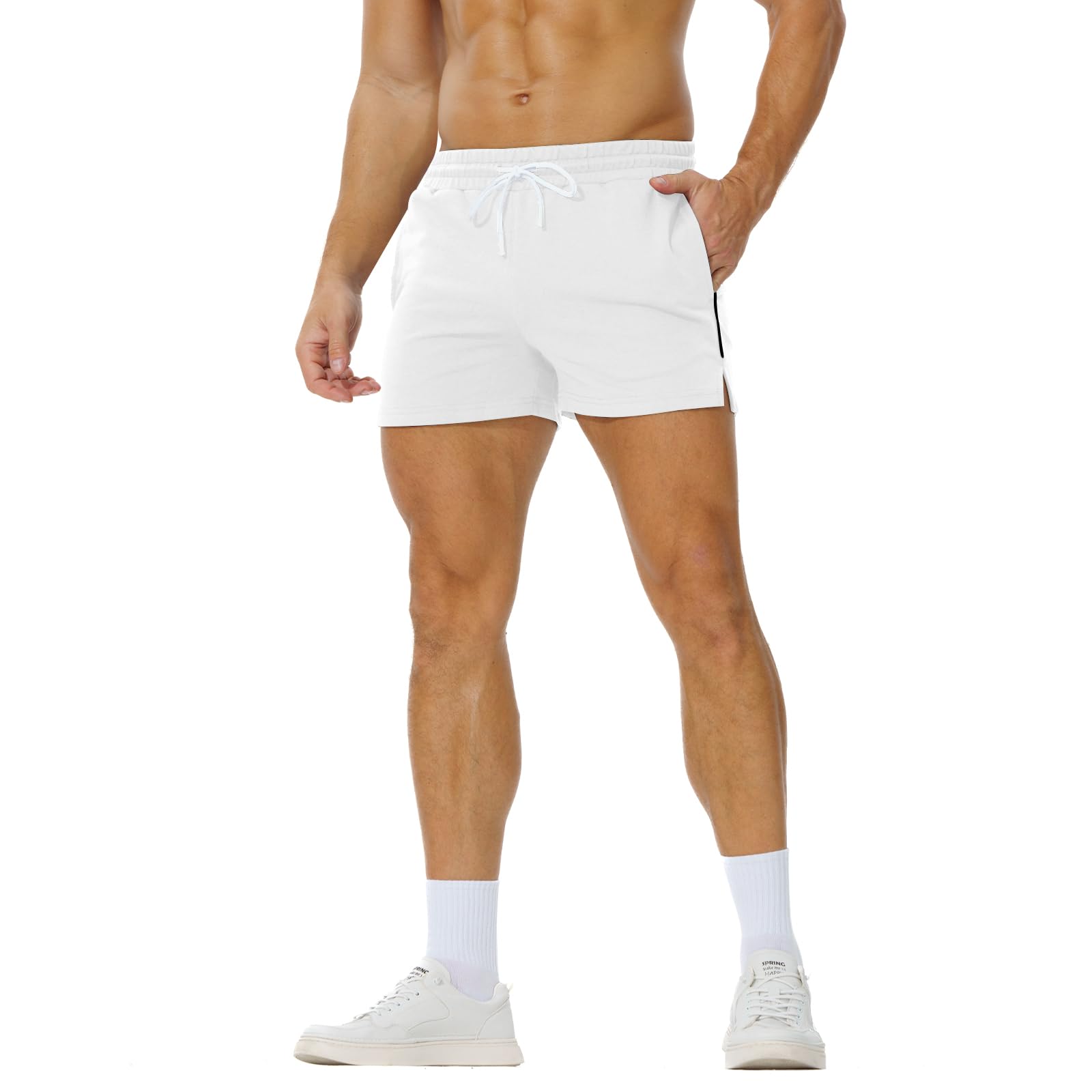 FIROTTII Mens Athletic Sweat Shorts 3 Inch Cotton Soft Casual with Pockets Gym Workout Running Short