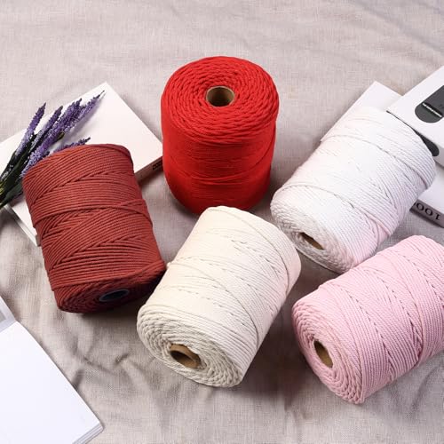 Aelfon Macrame Cord 4mm x 328yards, Soft Colored Macrame Rope, Natural Cotton Cord for Plant Hangers, Wall Hanger, Decorative Projects by Aelfon - Image 2