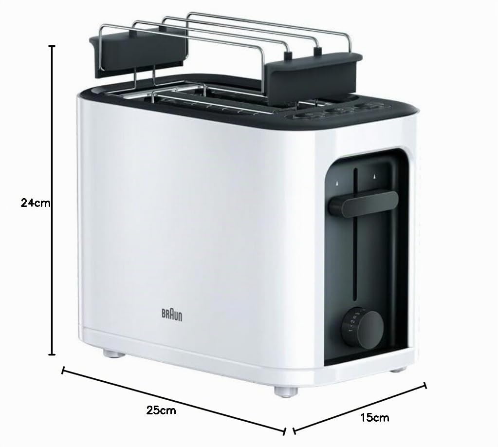 Braun Household HT3010WH Tostafette, 1000watt, 7 livelli di doratura, funzione scongelamento